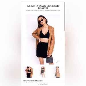 Le Lis Vegan Leather Blazer in Brown/Tan SZ M